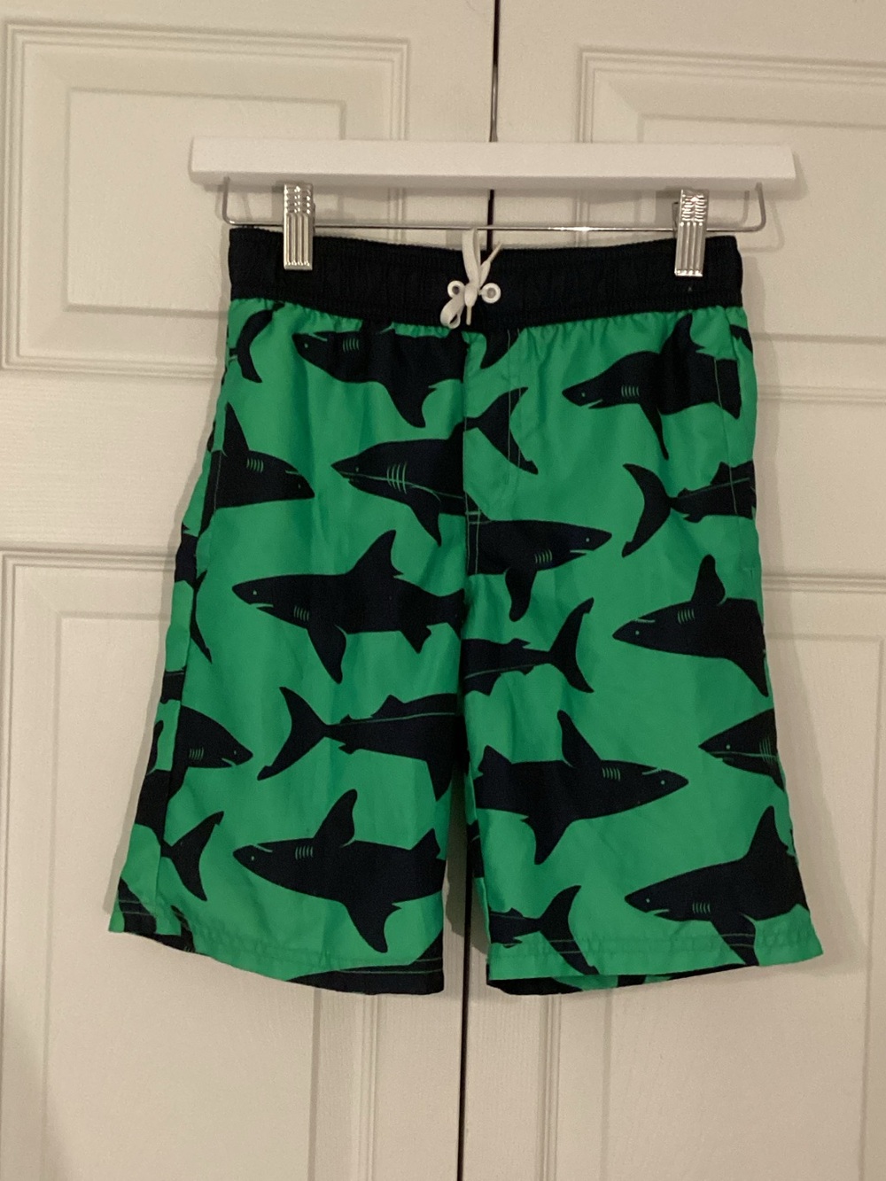 Crazy 8 Green Swim Trunks with Black Shark Print Boys Size 7/8